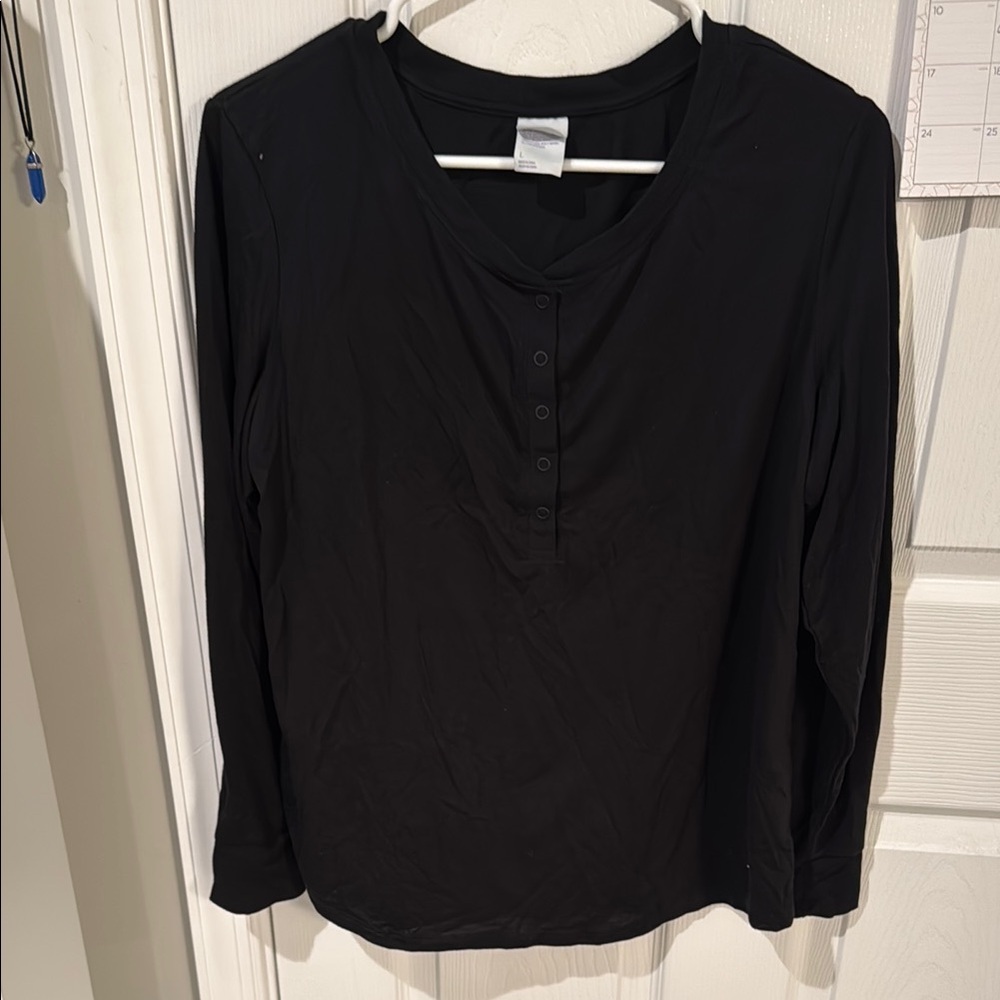 Stars Above Black Coziest Long Sleeve Sleep Top